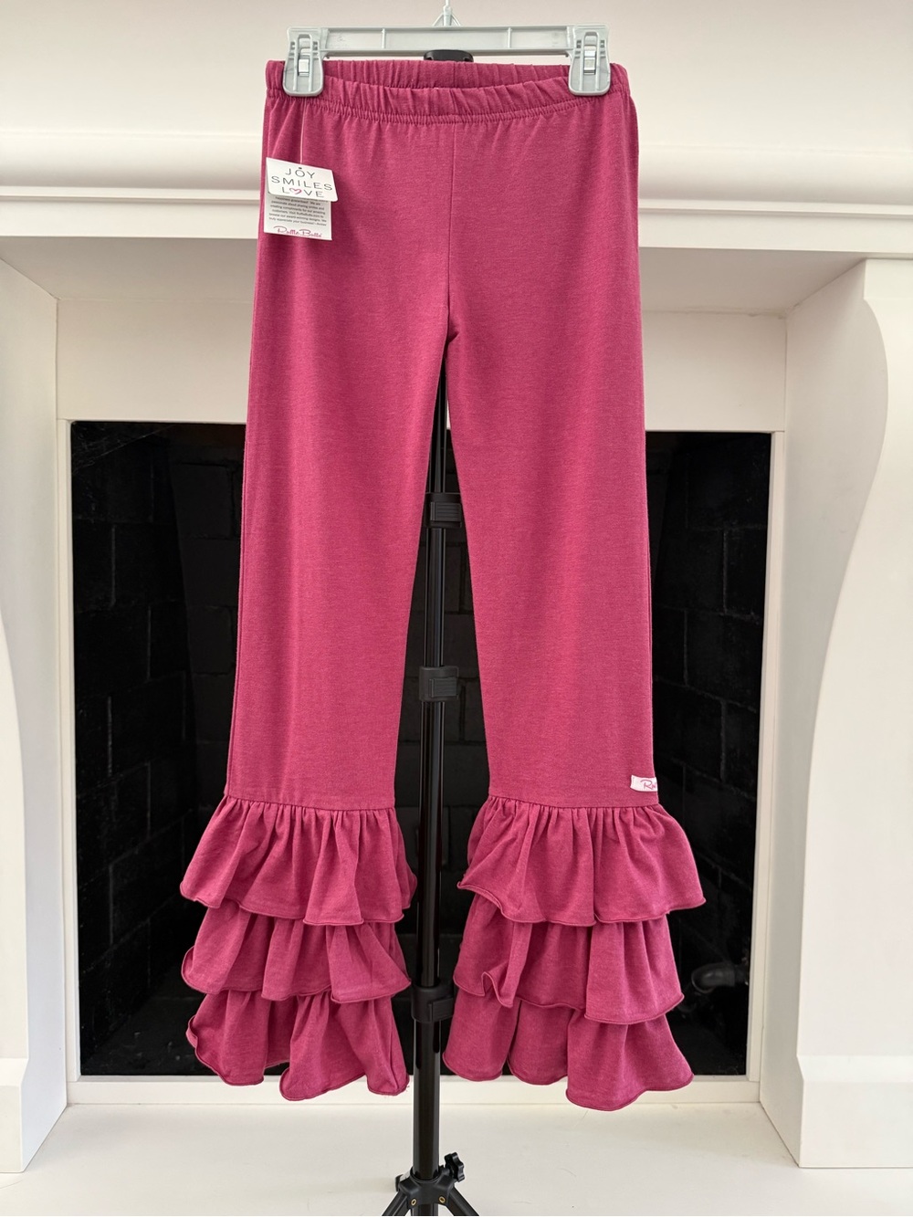 Ruffle Butts Raspberry Pink Layered Triple Ruffle Hem Leggings- Girls 8 NWT